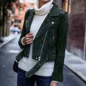 Blank NYC Suede Moto Jacket Green Medium
